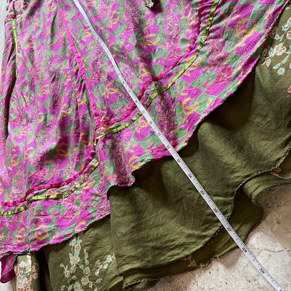 Bohemian Sari Silk Reversible Midi Floral Gypsy Festival Skirt ONE SIZE - Picture 7 of 7